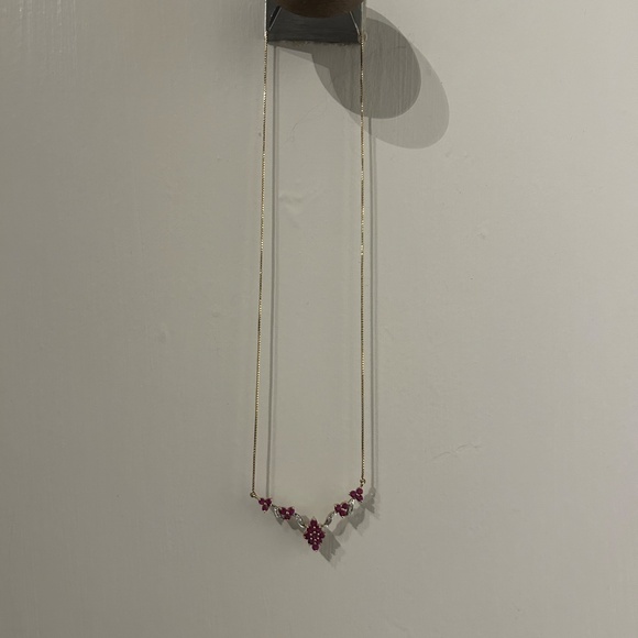 14k gold, diamond, and ruby vintage necklace. - Picture 8 of 8